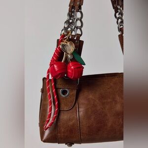 Leather cherry charm